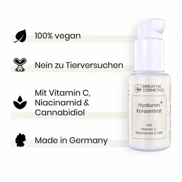 CBD Hyaluronsäure Serum mit Vitamin C & Niacinamid - Breathe Organics – Bild 2